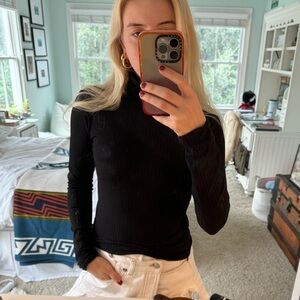 Black Ribbed Turtleneck